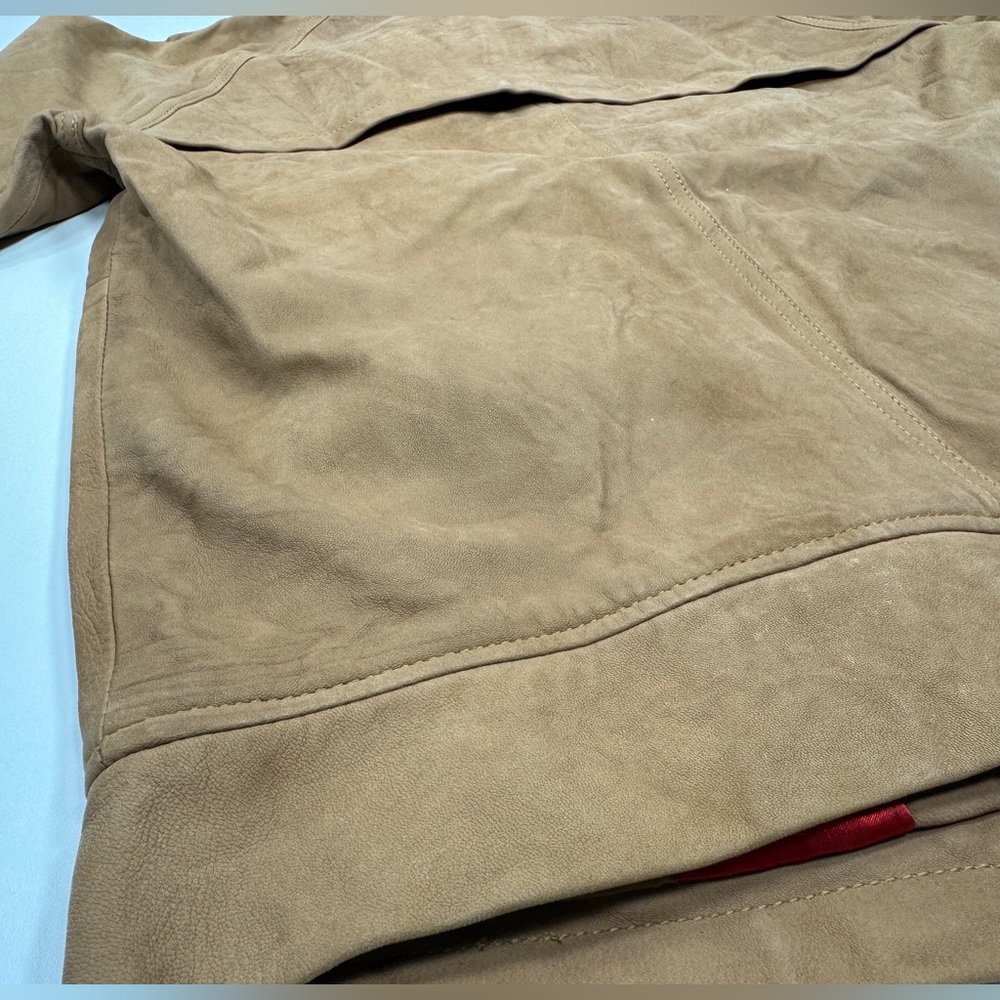Surface to Air Seasaw Biker Jacket Tan Nubuck Leather Motorcycle Neck Straps M - Picture 11 of 16